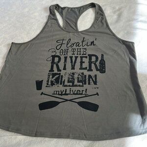 Gray Graphic Women's Racerback Tank Top Plus Size 3XL Floatin